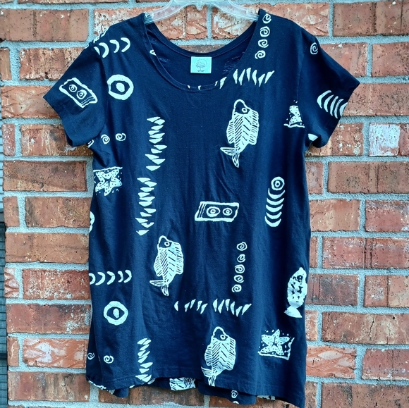 BLUE SHARK Fish Print Shift Tunic Dress EUC - Picture 3 of 12